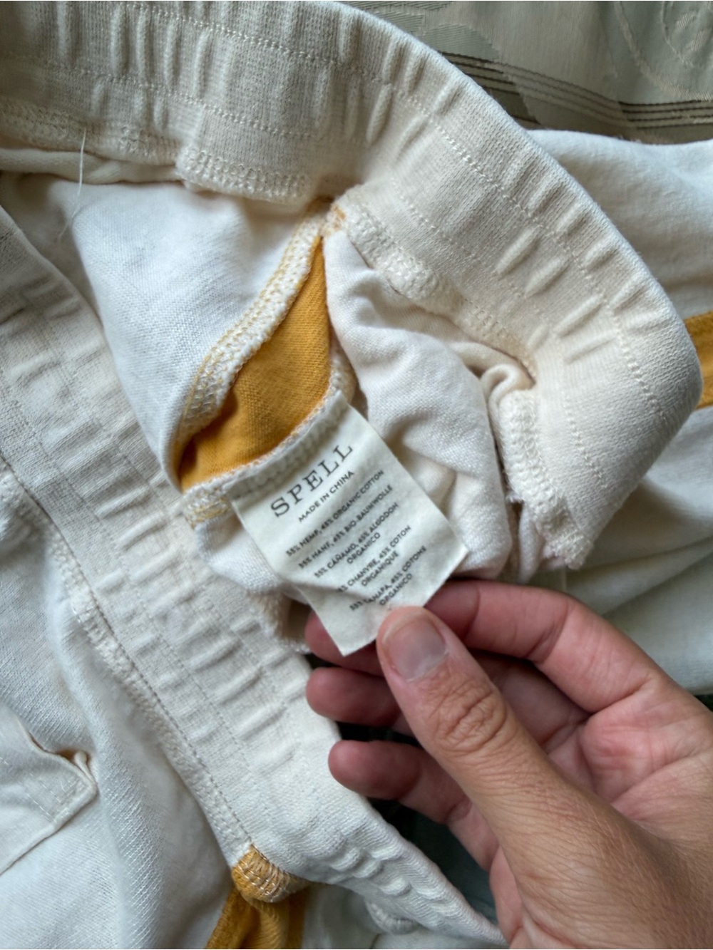 Cream Track Pants with Gold Side Stripe - Picture 3 of 4
